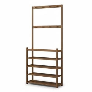 Shoe Rack Coat Rack Hall Tree 5-Tier 8 Hooks