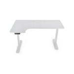 FORTIA 145W x 60D x 85D Dual-Motor 80kg Load Adjustable Sit-Stand Up L-Hand Sided Corner Desk - White/White Frame