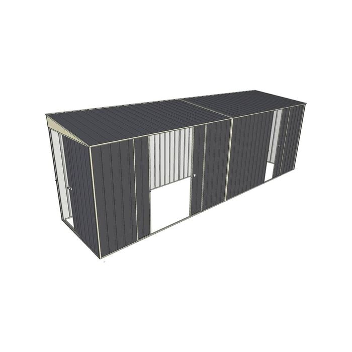 Build-a-Shed 1.5 x 6 x 2m Skillion Double and Single Sliding Side Doors Shed - Grey