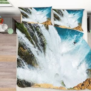 3D Waterfall River 321 Bed Pillowcases Quilt Queen Size
