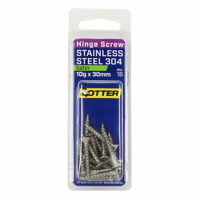 Otter 10 x 30mm Satin Stainless Steel 304 Hinge Screws - 16 Pack