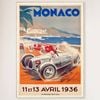 Galrie Monaco Grand Prix 1936 Vintage Racing Art Poster Perfect for Collectors, Wood Frame, 50 x 70cm (20 x 28inch)