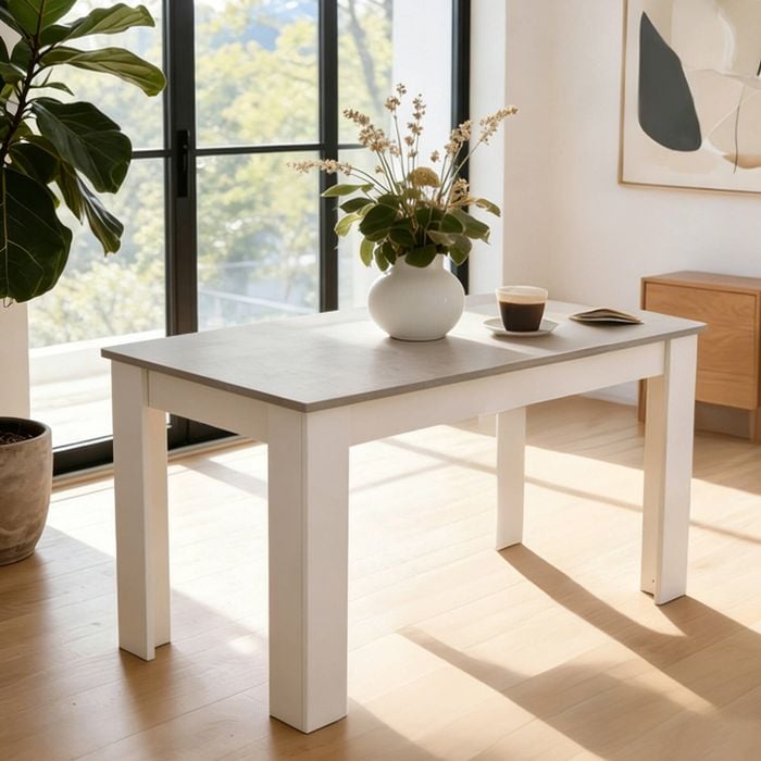 Dining Table Rectangular Wooden 120M-Grey&White