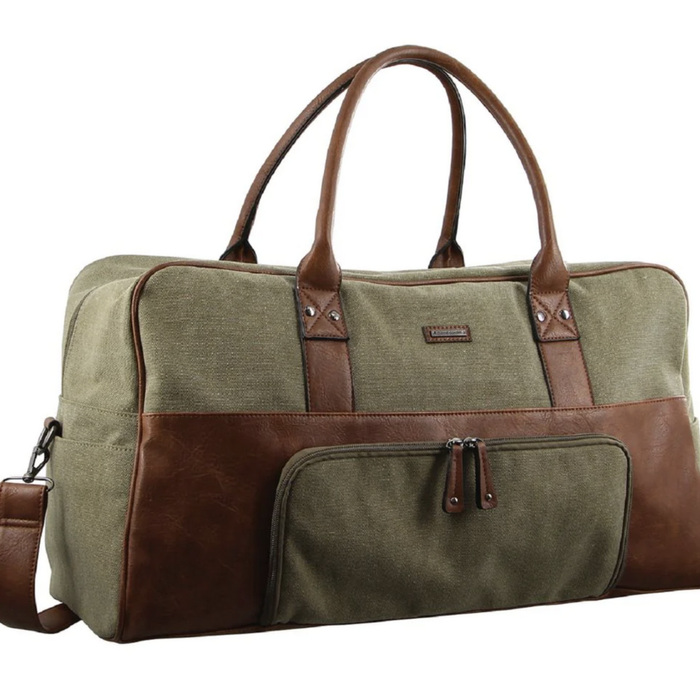 Pierre Cardin Mens Canvas Travel Overnight Bag Business Luggage Duffel Weekend  Brown