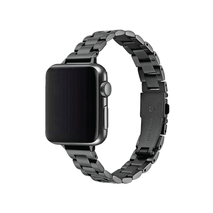 Stainless Steel Metal Slim Watch Band Strap - For iWatch 38mm 40mm 41mm [42mm Series 10] (Black)