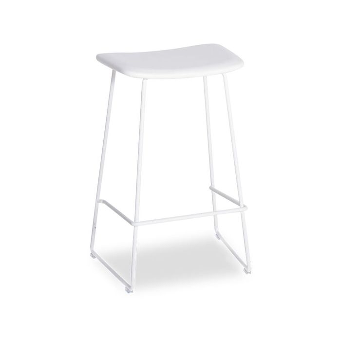 Winnie Stool - White - White Leather - 76cm (Commercial Bar Height)