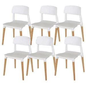 Foret 6x White Stackable Chairs Belloch Replica Dining Designer Cafe Bar Kitchen