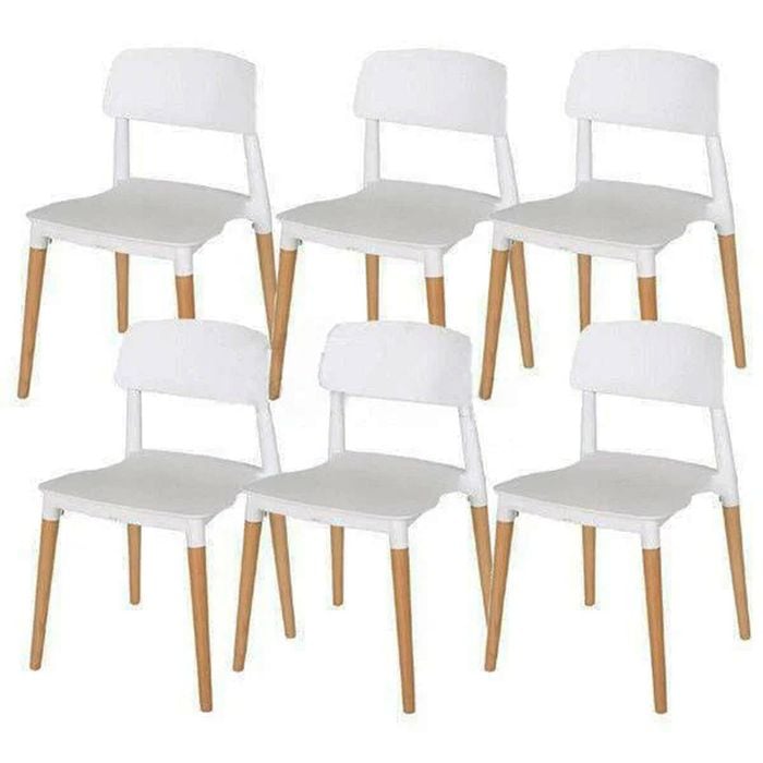 Foret 6x White Stackable Chairs Belloch Replica Dining Designer Cafe Bar Kitchen
