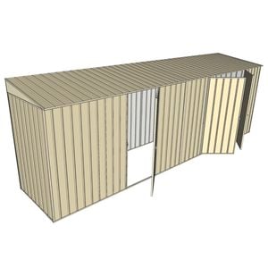 Build-A-Shed 1.2 x 6.0 x 2.0m Skillion Single with Double Hinged Side Doors Shed - Cream
