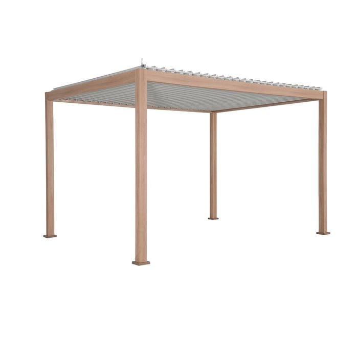 Coolaroo 3m x 4m White & Wood Effect Fairhaven Motorised Gazebo