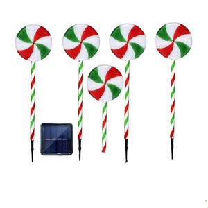Lifebay 5-in-1 Solar-Powered Christmas Candy Cane Lights