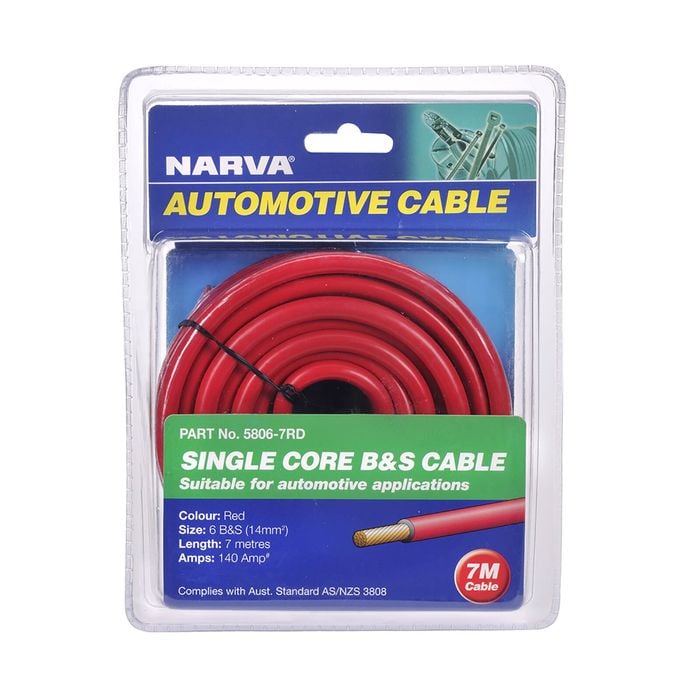 Narva 140A 6B&S Red Single Core Battery Starter Cable - 7m 