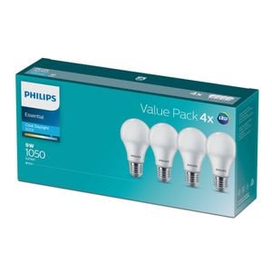 Philips A60 E27 LED 1050Lm Cool Daylight 9W Globe - 4 Pack