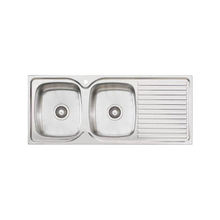 Oliveri Stainless Steel Regency Double LH Bowl Topmount Sink With Drainer