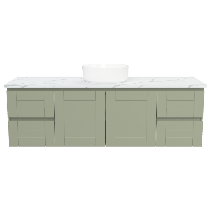 New England Joinery 1500mm Diadem Centre Basin SilkSurface Top Wall Hung Vanity