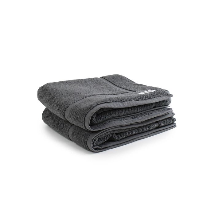 2pc Onkaparinga 60x90cm Cotton Flinders Premium Bath Mats Set 800GSM Charcoal