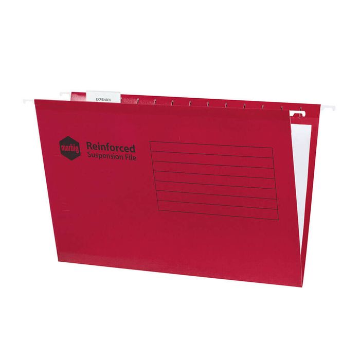 Marbig Suspension Files Foolscap 25pk (Red)