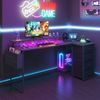Advwin L Shaped Gaming Desk 160cm with LED Lights & Power Outlets Convertible Computer Desk with Monitor Stand