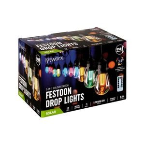 Lytworx Solar/USB 3-In-1 Colour Switch Festoon Drop Lights