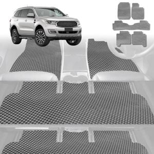 6D Diamond Car Floor Mats for Ford Everest 2015-2021-Ultimate Set-Grey-Outback GT