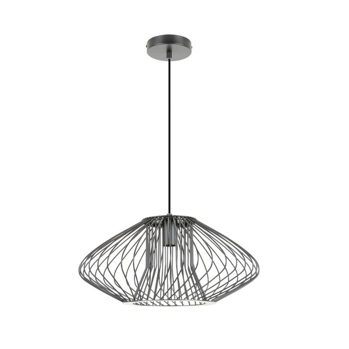 Cla Lighting Parrilla Interior Oval Cage Iron Pendant Light Od440mm Matte Black