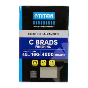 Titan 45 x 1.6mm Electro Galvanised Straight Collated Nail C Brads - 4000 Pack