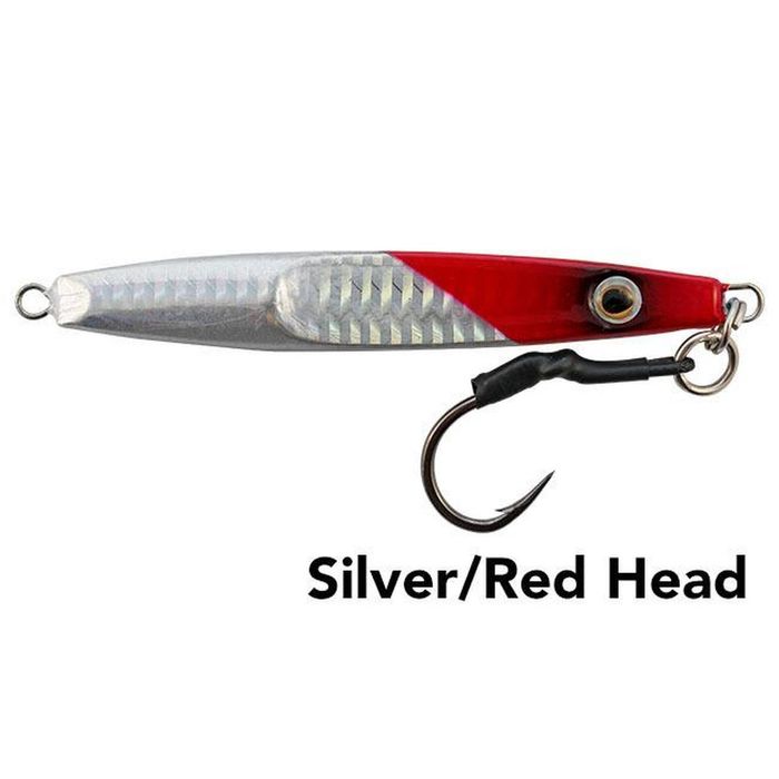 Black Magic Flutter Fishing Metal Jig 100g Silver/Red Head