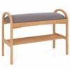 Costway Bamboo Shoe Bench Entryway 2-Tier Shoe Rack Storage Shelf