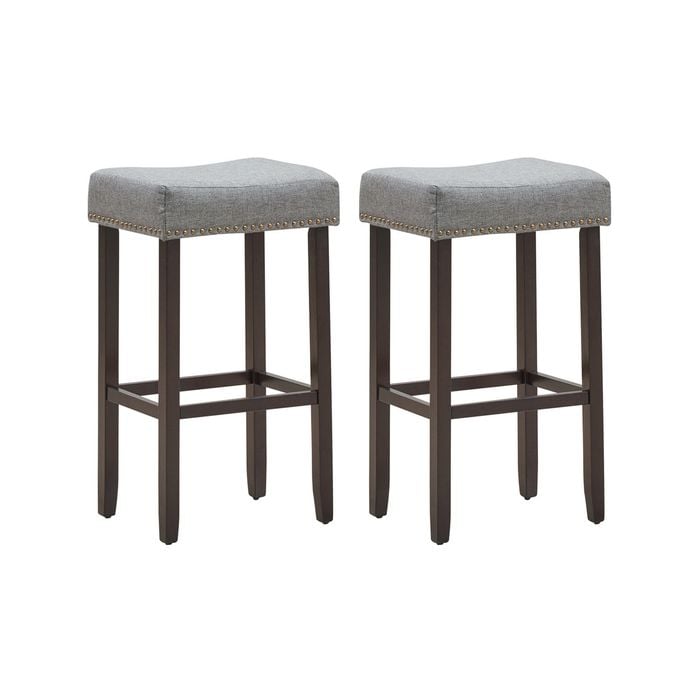 Costway 2x Saddle Bar Stools 74cm Grey