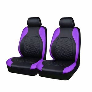 Catzon 4Pcs Car Seat Cover PU Leather Universal Front Seat Protector-Purple
