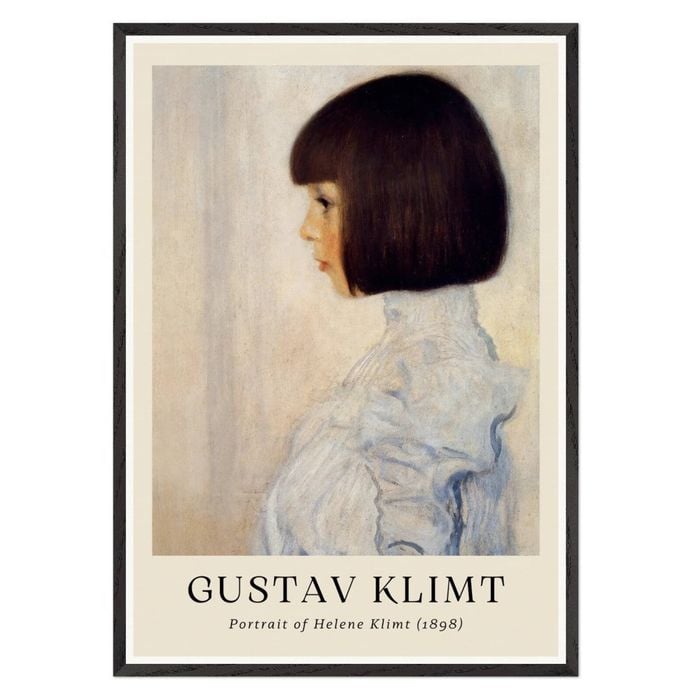 Galrie Gustav Klimt's Timeless Portrait of Helene Klimt - Art Nouveau Masterpiece Print, Black Frame, A2 42 x 60cm (16 x 24inch)