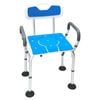 Orthonica Height-Adjustable Aluminium Commode Shower Chair with Armrests Backrest Armrests Soft Stool Seat Aid
