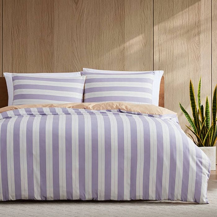 Ardor Eadie Stripe Quilt Cover Set - Periwinkle - Queen