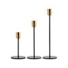3pc Candlestick Set - Black and Brass
