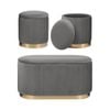 La Bella Grey 3 Piece Set Storage Ottoman - Blanket Box Velvet Bench Stool FAYE