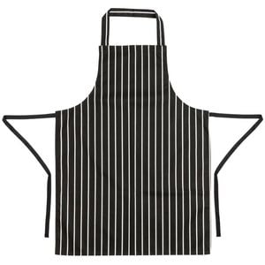 Whites Bib Apron Butchers Stripe Polycotton Black And White 710x960mm Chefs Uniform Protection