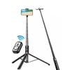 72" Selfie Stick Tripod with Bluetooth Remote – 360° Rotatable, All-in-One Phone Holder with Cold Shoe Mount