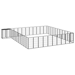 vidaXL Dog Playpen 6 Panels Black Powder-coated Steel Kennel Cage Multi Sizes