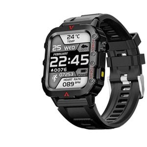 Smart Watch with LED Flashlight Black