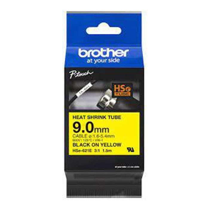 Brother HSE-621E Heat Shrink Tube Cartridge - 9.0mm Black on Yellow