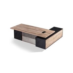 Modern Furniture DAXTON Executive Desk with Left Return 200cm - Warm Oak & Black