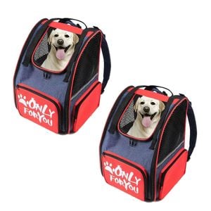 SOGA 2X Red Pet Carrier Backpacks – Mesh Travel Bags