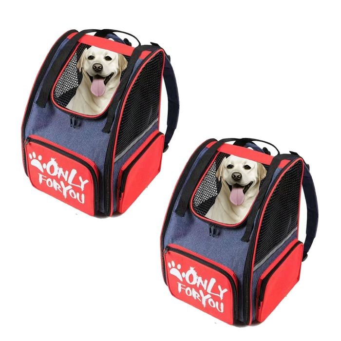 SOGA 2X Red Pet Carrier Backpacks – Mesh Travel Bags