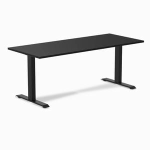 Desky Fixed Height Black Melamine Desk 180x75cm Matte Black Leg