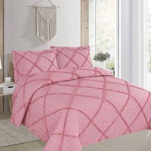Bloomington Beverley Pink 3 Pce Lightly Quilted Polyester Cotton Coverlet Set Queen