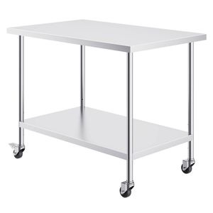 Vevor 762x1219x954.6mm Stainless Steel Work Table Silver for Restaurant Home Hotel