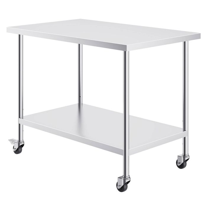 Vevor 762x1219x954.6mm Stainless Steel Work Table Silver for Restaurant Home Hotel
