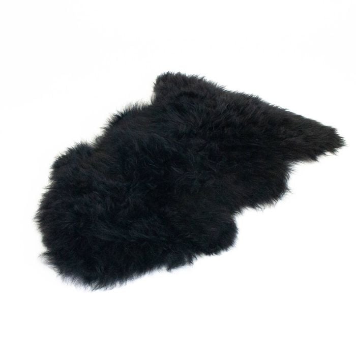Naturally Sheepskins 85-90cm Black Sheepskin Long Wool Throw Rug