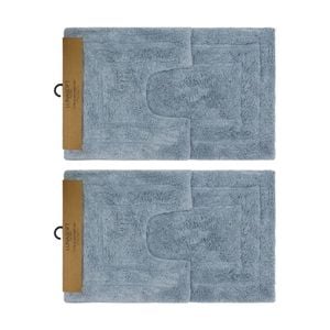 2x2pc Cdsi Lunasoft Tufted Bathset Cotton Set Dusty Blue 50x80cm & 50x50cm