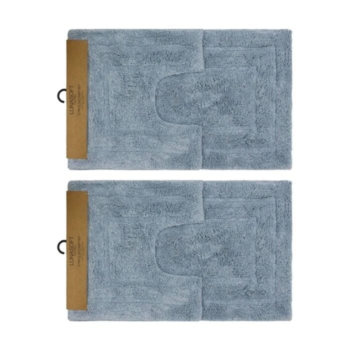 2x2pc Cdsi Lunasoft Tufted Bathset Cotton Set Dusty Blue 50x80cm & 50x50cm